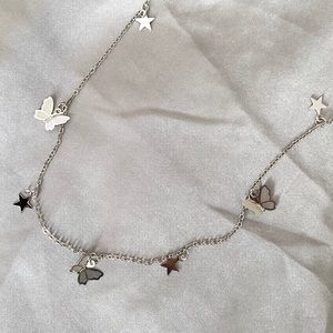 butterflies & stars charm necklace | silver